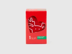Red Christmas briefs with reindeer embroidery