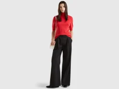 Red short sleeve turtleneck in cashmere blend
