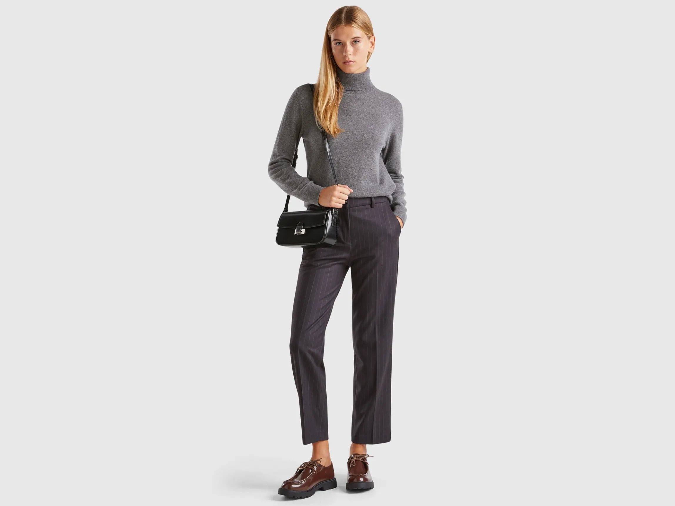 Regular fit pinstriped trousers