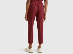 Regular fit pure linen trousers
