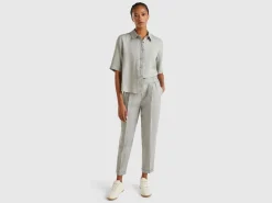 Regular fit pure linen trousers