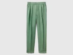 Regular fit pure linen trousers