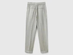 Regular fit pure linen trousers