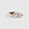 Reversible faux fur slippers