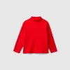 Ribbed knit turtleneck t-shirt