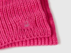 Scarf with rhinestone logo