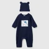 Set of onesie and hat in stretch viscose blend