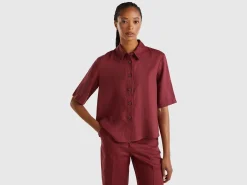 Short shirt in pure linen