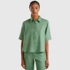 Short shirt in pure linen