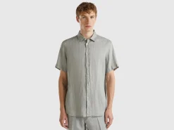 Short sleeve shirt in pure linen