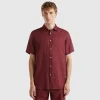 Short sleeve shirt in pure linen