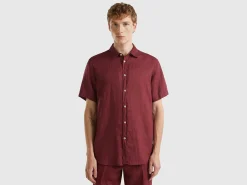 Short sleeve shirt in pure linen