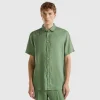 Short sleeve shirt in pure linen