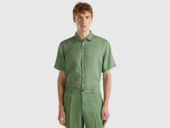 Short sleeve shirt in pure linen