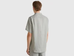 Short sleeve shirt in pure linen