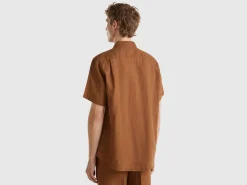 Short sleeve shirt in pure linen
