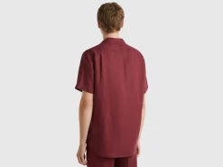 Short sleeve shirt in pure linen