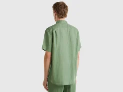 Short sleeve shirt in pure linen