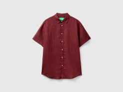 Short sleeve shirt in pure linen