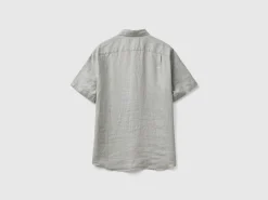 Short sleeve shirt in pure linen