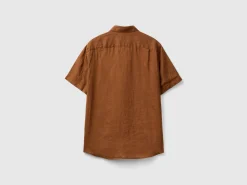 Short sleeve shirt in pure linen