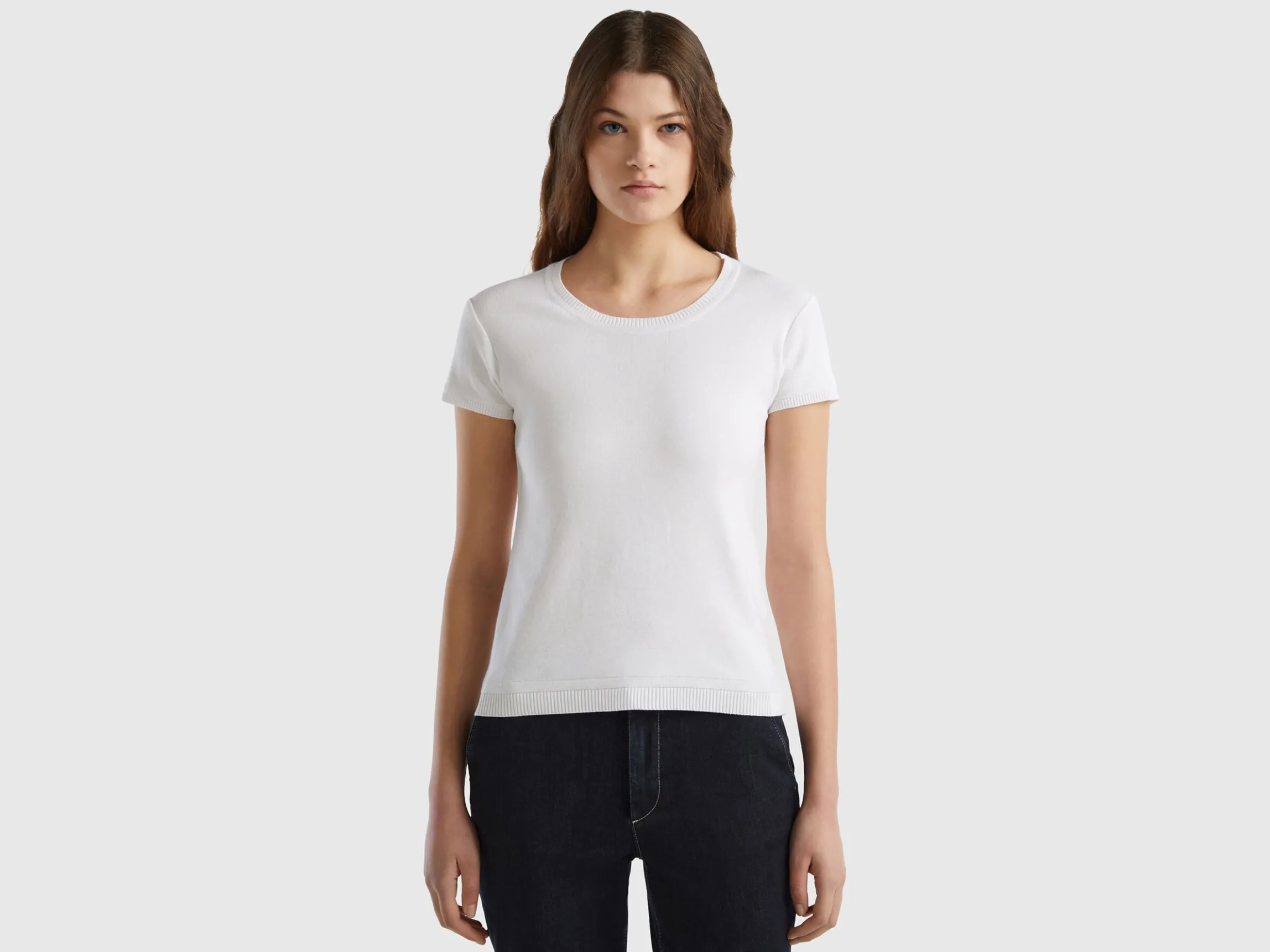 Short sleeve sweater in 100% cotton