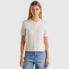 Short sleeve sweater in pure Merino wool