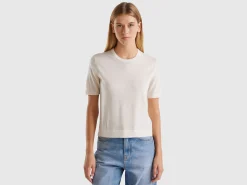 Short sleeve sweater in pure Merino wool