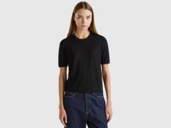 Short sleeve sweater in pure Merino wool