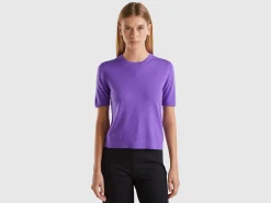 Short sleeve sweater in pure Merino wool