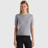 Short sleeve sweater in pure Merino wool