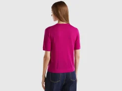Short sleeve sweater in pure Merino wool