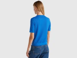 Short sleeve sweater in pure Merino wool