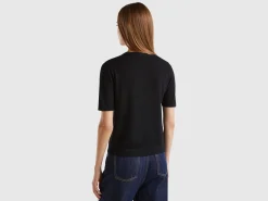 Short sleeve sweater in pure Merino wool