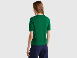Short sleeve sweater in pure Merino wool