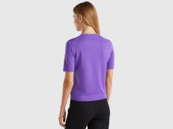 Short sleeve sweater in pure Merino wool