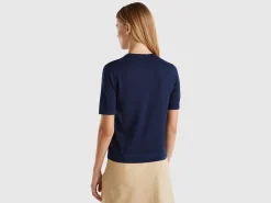Short sleeve sweater in pure Merino wool
