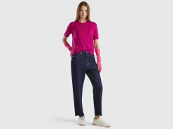 Short sleeve sweater in pure Merino wool