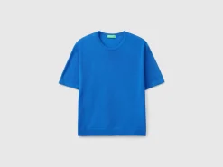 Short sleeve sweater in pure Merino wool
