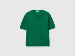 Short sleeve sweater in pure Merino wool