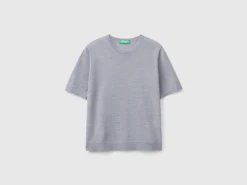 Short sleeve sweater in pure Merino wool