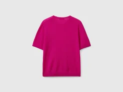 Short sleeve sweater in pure Merino wool