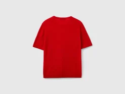 Short sleeve sweater in pure Merino wool