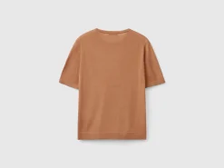 Short sleeve sweater in pure Merino wool