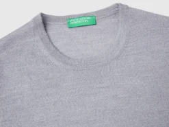 Short sleeve sweater in pure Merino wool