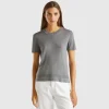 Short sleeve sweater in silk blend