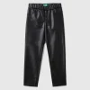 Slim fit trousers in imitation leather fabric