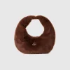 Small crescent moon bag in faux fur
