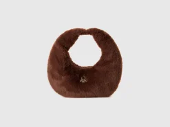 Small crescent moon bag in faux fur