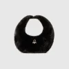 Small crescent moon bag in faux fur